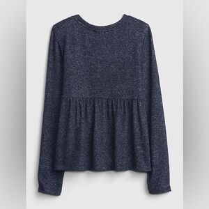 Gap Kids Long Sleeve Softspun Blue Peplum Top Girls Small 6-7